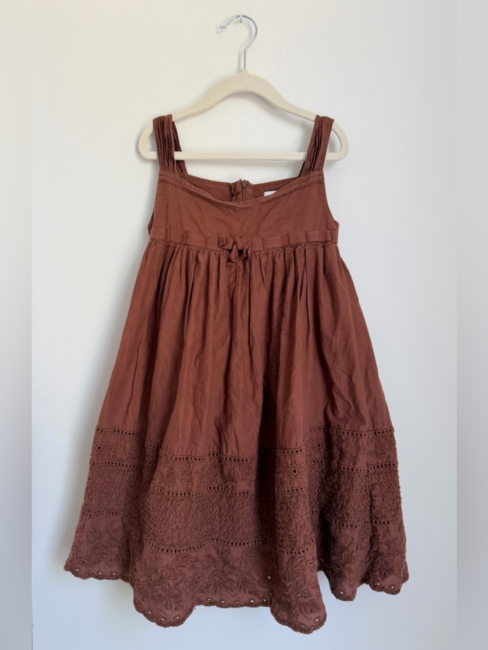 GAP Girls Brown Cotton Eyelet Sundress (Size 6/7)